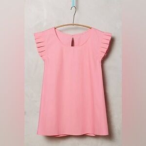 HD IN PARIS / ANTHROPOLOGIE Pink Ruffled Poplin Top - Sz XS